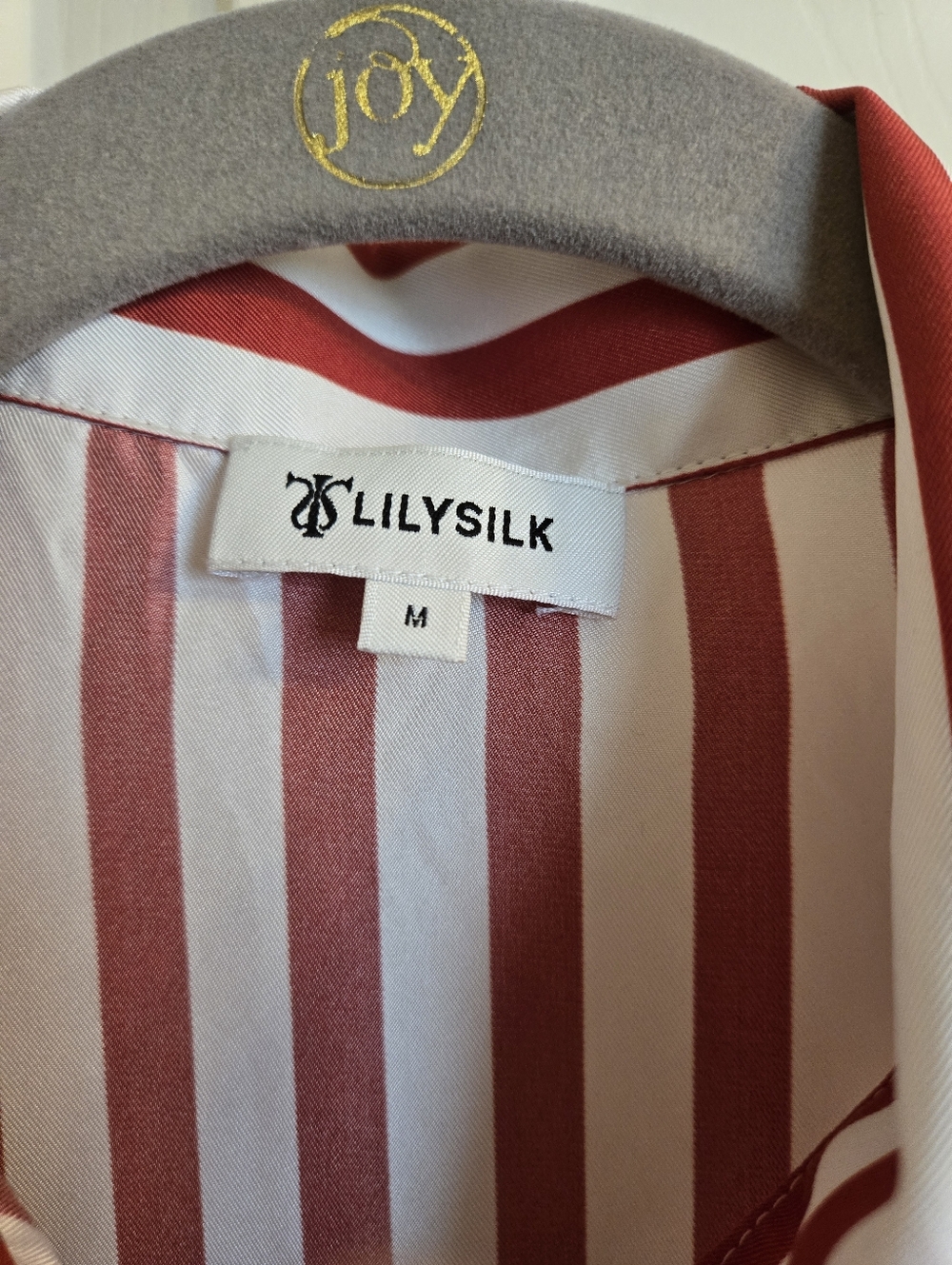 LilySilk Amalfi Red & White Stripe Women's Button-Up Shirt M - Picture 3 of 8